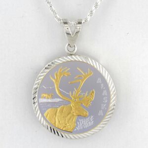 Caribou 1/4 oz Gold Relief Diamond Cut Pendant