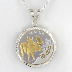Moose Tracks 1/4 oz Gold Relief Diamond Cut Pendant