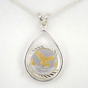 Eagle in Flight 1/10 oz Gold Relief Teardrop Pendant