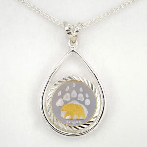 Bear Paw 1/10 oz Gold Relief Teardrop Pendant