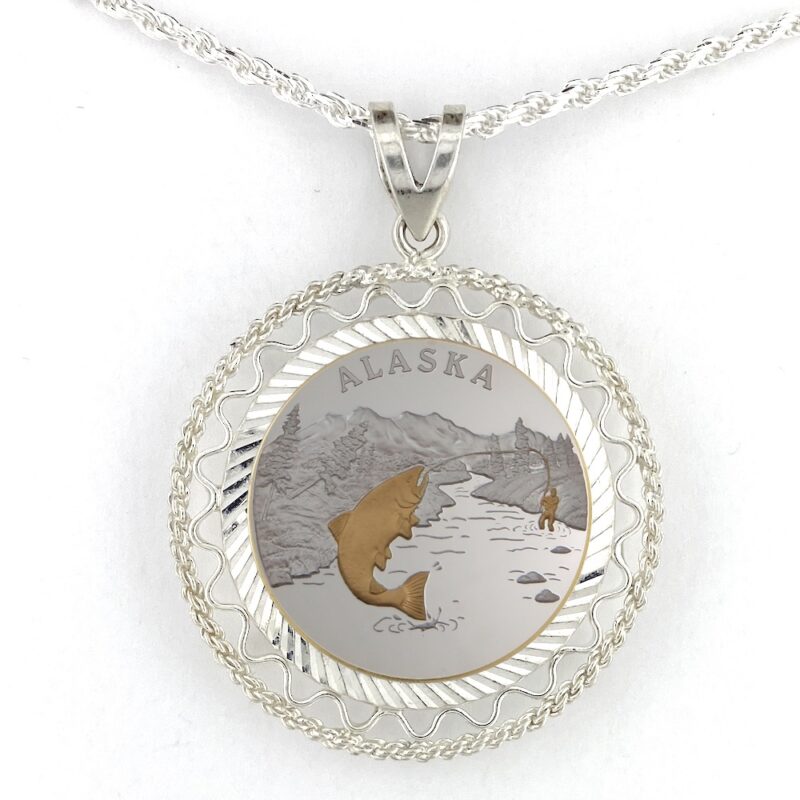 Sport Fishing 1/4 oz Gold Relief Rope & Wire Pendant