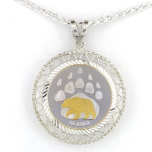 Bear Paw 1/4 oz Gold Relief Rope & Wire Pendant