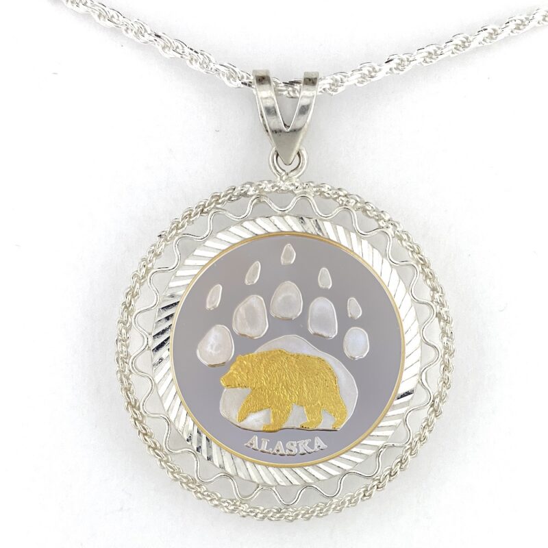 Bear Paw 1/4 oz Gold Relief Rope & Wire Pendant