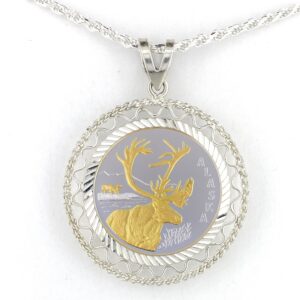 Caribou 1/4 oz Gold Relief Rope & Wire Pendant