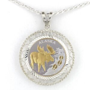 Moose Tracks 1/4 oz Gold Relief Rope & Wire Pendant