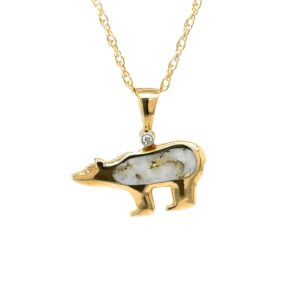 Gold Quartz Bear Pendant FF273G2