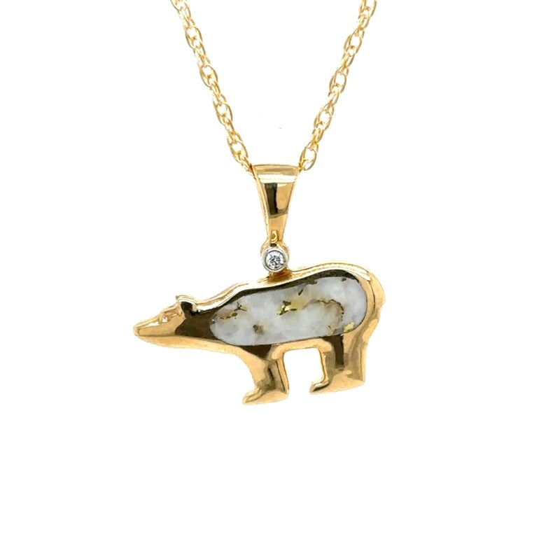 Gold Quartz Bear Pendant FF273G2