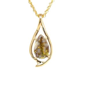 Gold Quartz Tear Drop Pendant