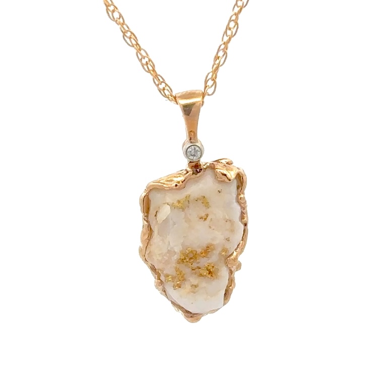 Gold Quartz FreeForm Pendant 020822