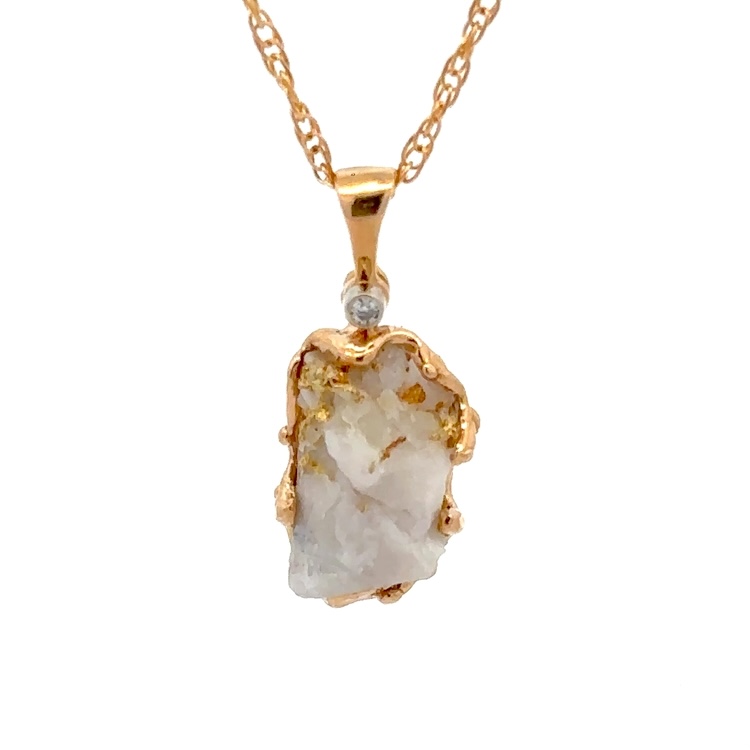 FreeForm Gold Quartz Pendant 020825