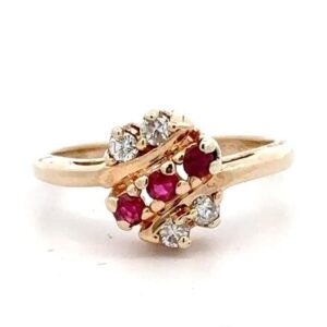 Diamond & Ruby Gold Estate Ring 071353