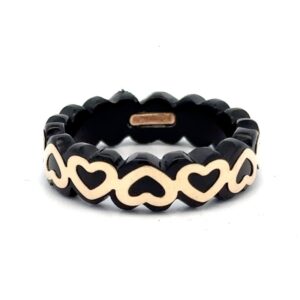 Black Onyx & Gold Heart Ring 071930