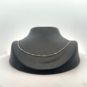 14K 1mm Bar & Link White Gold 16" Estate Chain 073333