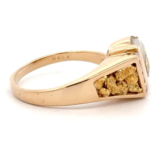 Gold Quartz Diamonds & Nugget Ladies Ring RL876D12NQ - Image 2