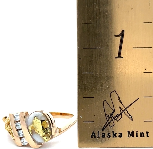 Gold Quartz Diamonds & Nugget Ladies Ring RL876D12NQ - Image 5