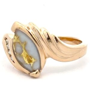Gold Quartz & Diamond Ladies Ring RL738D5Q