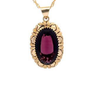 Purple Glass & 14k Gold Pendant 078121