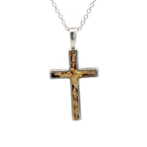 Sterling Silver & Nugget Estate Cross Pendant 078122