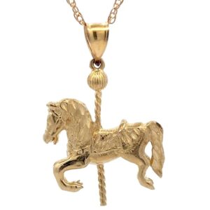Solid Gold Horse Carousel Estate Pendant 090211