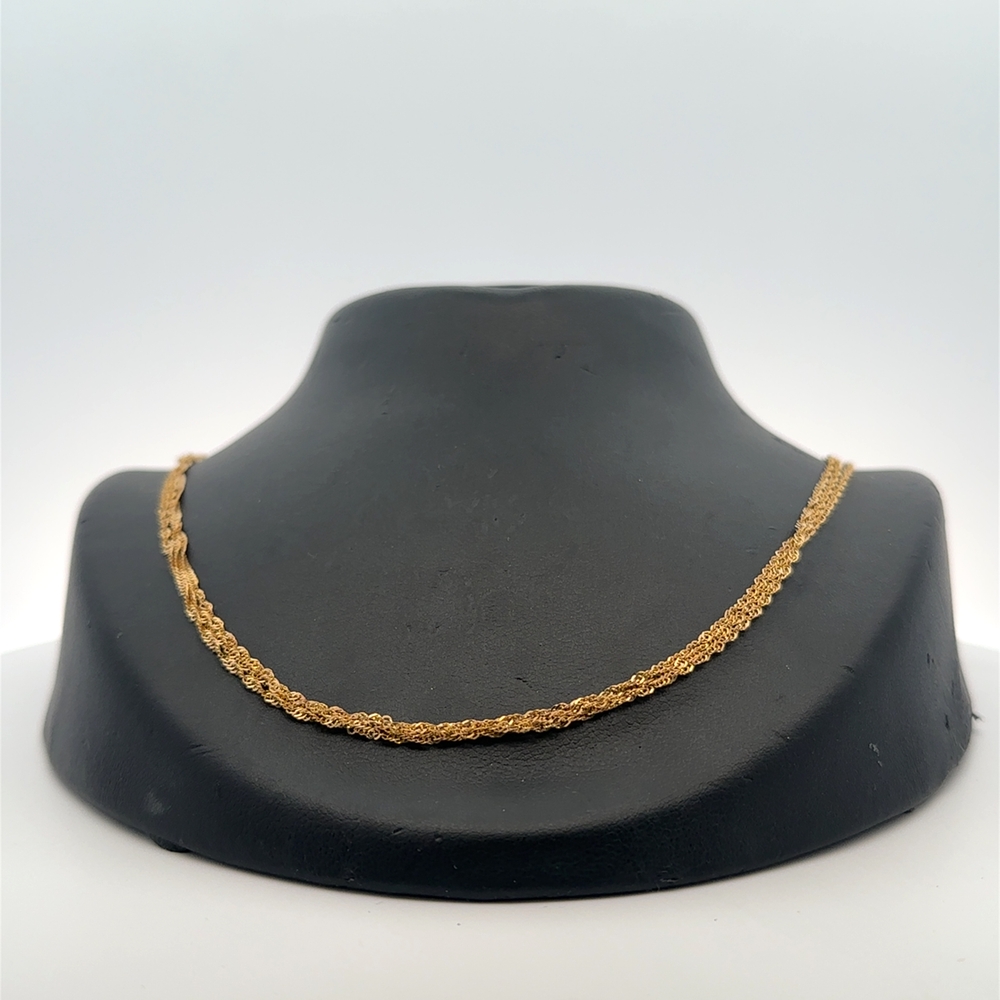 14K 3-Strand Twisted Herringbone 20" Estate Chain 090603
