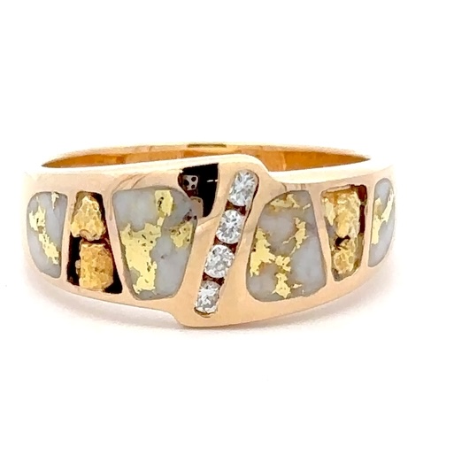 Gold Quartz Diamond & Gold Nugget Ladies Ring RL882D8NQ