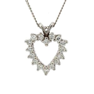 14k White Gold Diamond Heart Estate Pendant 518183