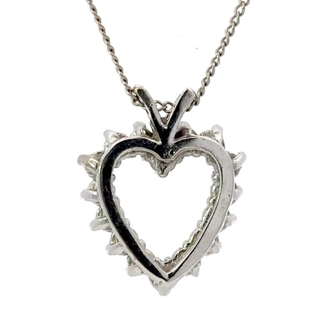 14k White Gold Diamond Heart Estate Pendant 518183 - Image 3