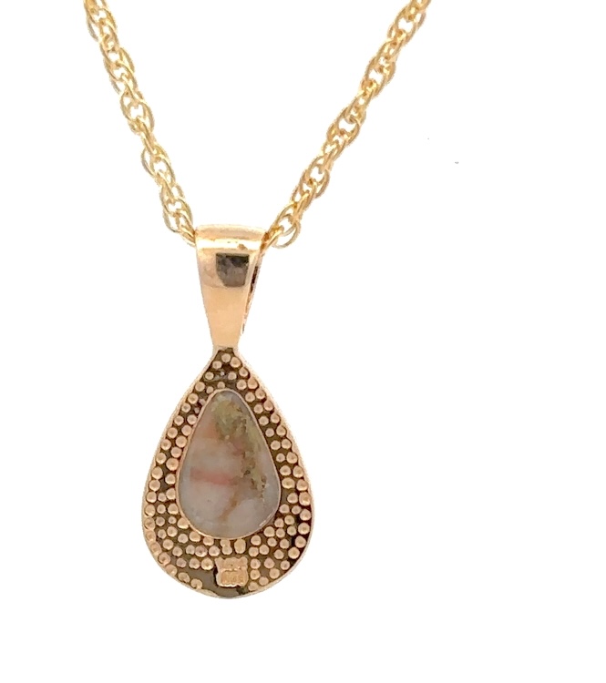 Gold Quartz & Diamond Pendant PN1088DQ - Image 3