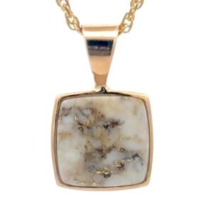 Gold Quartz Square Pendant PN1108Q
