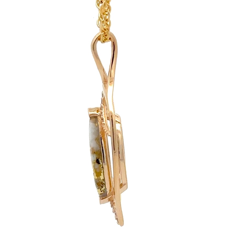 Gold Quartz & Diamond Pendant PN1127DQ - Image 4
