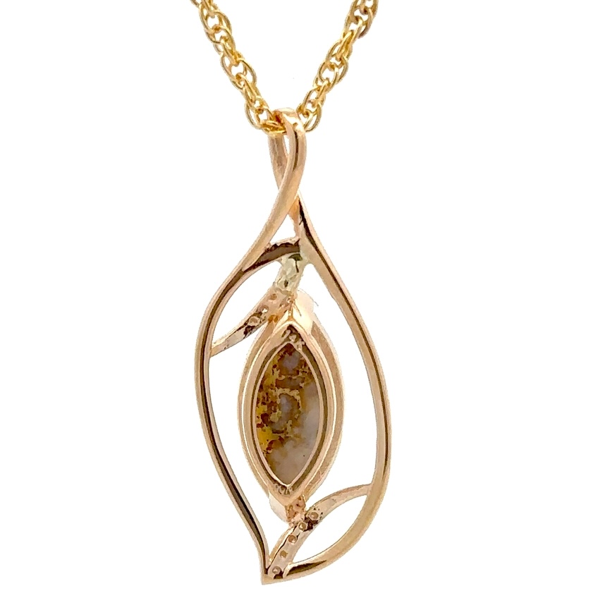 Gold Quartz & Diamond Pendant PN1127DQ - Image 3