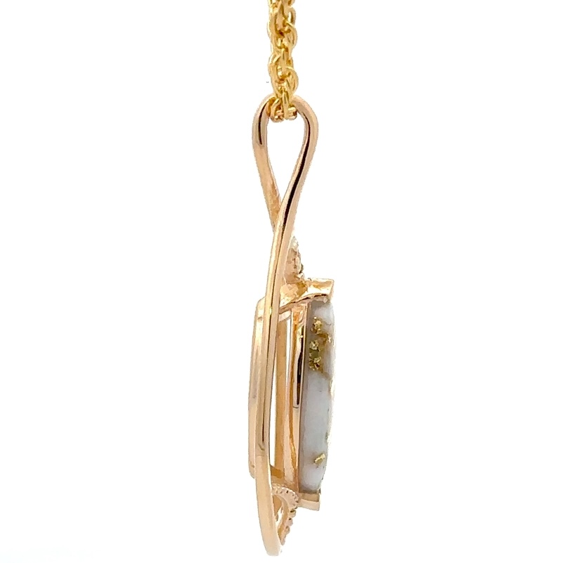 Gold Quartz & Diamond Pendant PN1127DQ - Image 2
