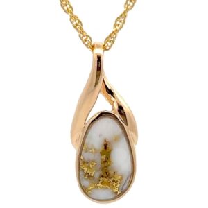 Gold Quartz 11x7mm Stone Pendant PN647QX
