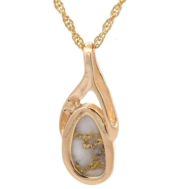 Gold Quartz 11x7mm Stone Pendant PN647QX - Image 3