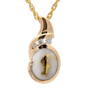 Gold Quartz & Diamond Pendant PN753D6QX