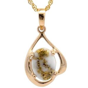 Gold Quartz Round Yellow Gold Pendant PN870QX