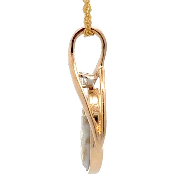 Gold Quartz Pendant with Diamond - Image 2