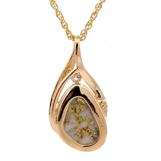 Gold Quartz Pendant with Diamond - Image 3