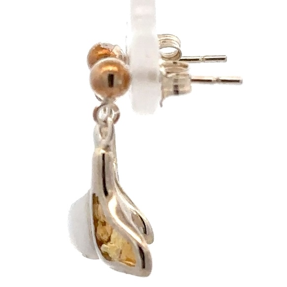 Sterling Silver & Nugget Whale Tail Dangling Earrings 023328 - Image 4