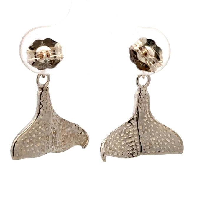 Sterling Silver & Nugget Whale Tail Dangling Earrings 023328 - Image 3