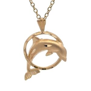 Estate 14K Dolphin Pendant 071006