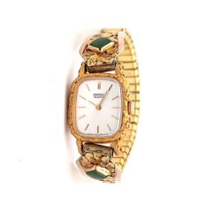 Seiko Womens Gold Nugget & Jade Estate Watch