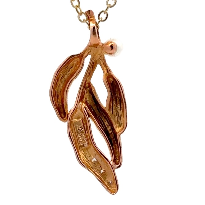 Estate Diamond & Pearl 14K Pendant 071424 - Image 3