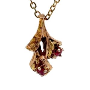 Estate Gold Nugget & Ruby Pendant 071432