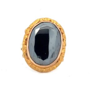 Estate Gold Nugget & Hematite Ring 071597