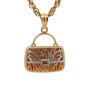 Estate Tri-Color 14K Purse Pendant 071702