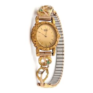Seiko Womens Gold Nugget & Emerald Estate Watch