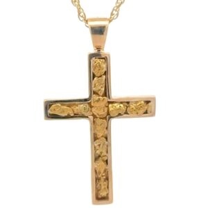 Gold Nugget Cross Pendant 072185