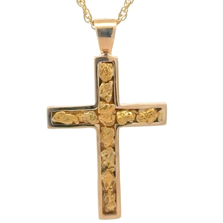 Gold Nugget Cross Pendant 072185