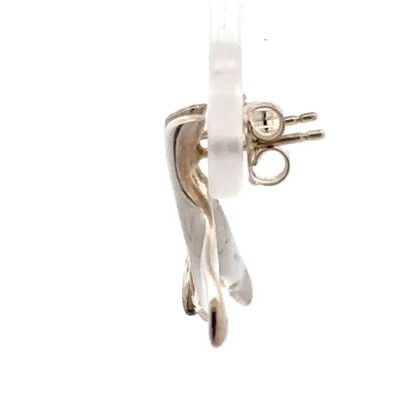 Sterling Silver & Gold Nugget Whale Tail Post Earrings 072849 - Image 4